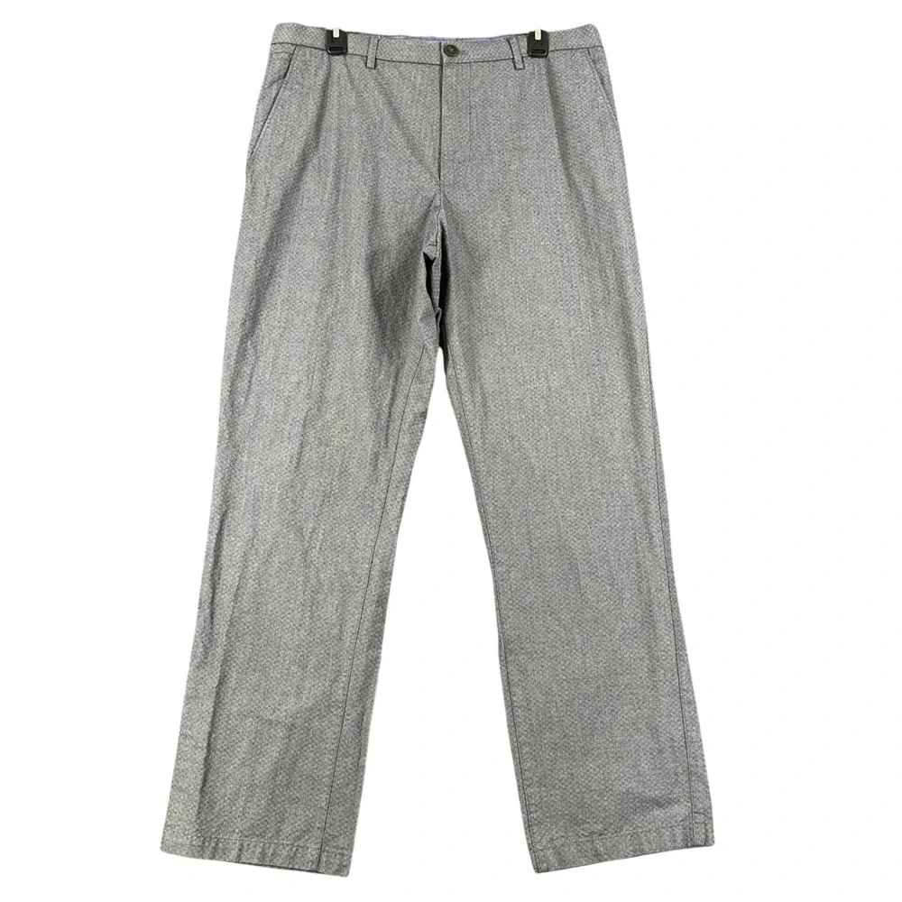 Banana Republic Chino Pants Men 34 Textured Grey Geometric Business Casual